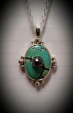 Hematite set on Genuine Turquoise Pendant with sterling silver chain