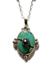 Hematite set on Genuine Turquoise Pendant with sterling silver chain