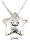 Original design by BeaDyK Sterling silver star shaped "Pillow" pendant set with a clear CZ on sterling rolo chain